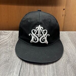 Southpole Authentic Collection Black Fitted Hat White Embroidered Logo Flat Brim